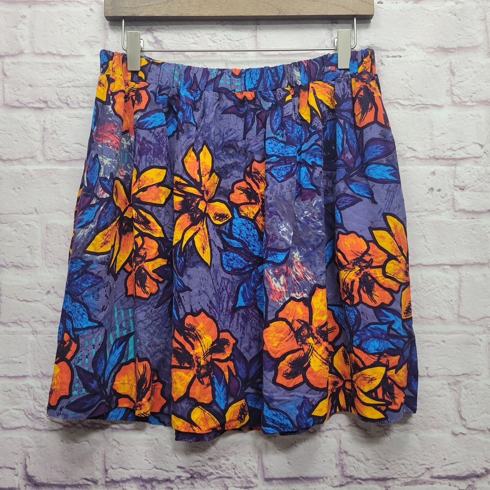 NEW French Connection Mini Skirt Size XL Floral Hawaiian Tropical Travel Resort